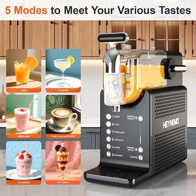 Slushie Machine for Home 68oz, No Ice Needed Frozen Drink Margarita Machine, Slushy Maker Machine for Ice Cream, Slushie Maker with 5 Pre-Set Programs, Self-Cleaning, ETL Certified, Black