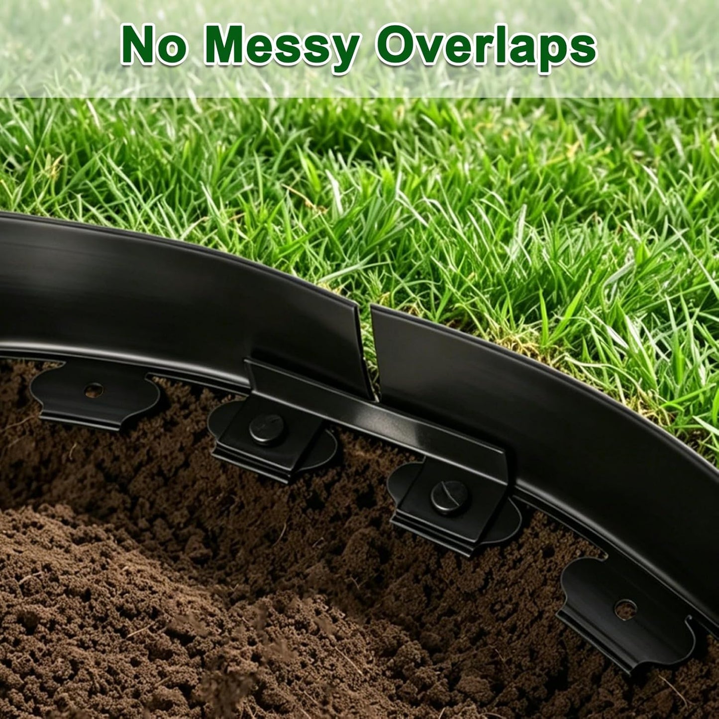 Landscape Edging Kit, 4 Inch Tall 33Ft No Dig Garden Edging Border with 50 Pcs Reinforced Spikes, Plastic Garden Barrier for Landscaping, Lawn, Yard, Flower Bed, Paver, Pathway, Grass, Black