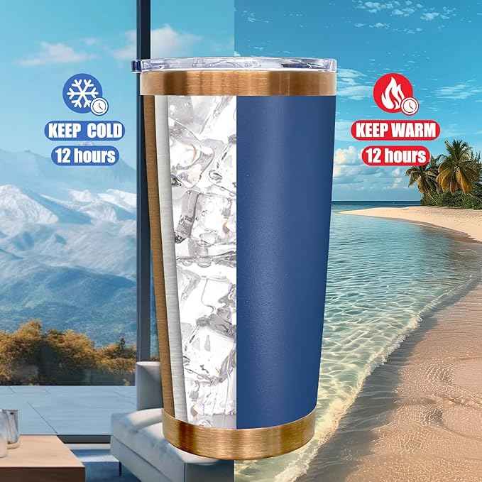 20 oz Tumbler Bulk 8 Pack Stainless Steel Tumblers with Lids and Straws, Double Wall Vacuum Insulated Travel Coffee Mug for Laser Engrave, Powder Coated Cups for Hot and Cold Drinks (Navy,8 pack)