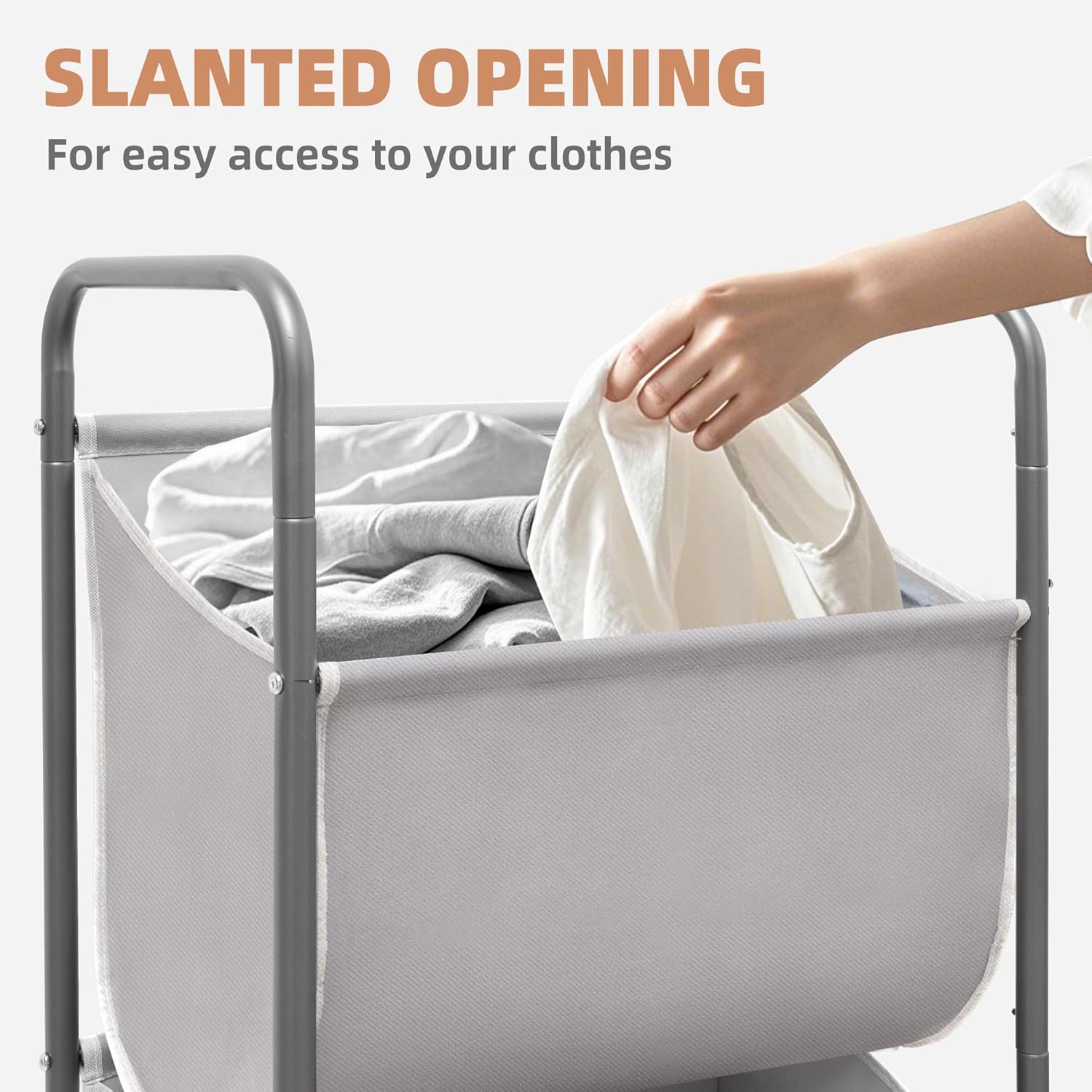 STORAGE MANIAC 80 Liters Vertical Rolling Laundry Hamper, 2 Section Laundry Sorter with Wheels and 2 Breaks, 2-tier Laundry Baskets for Small Space, Dorm, Laundry Room, Closet, Bathroom, Gray 2-tier - Lumora Casa