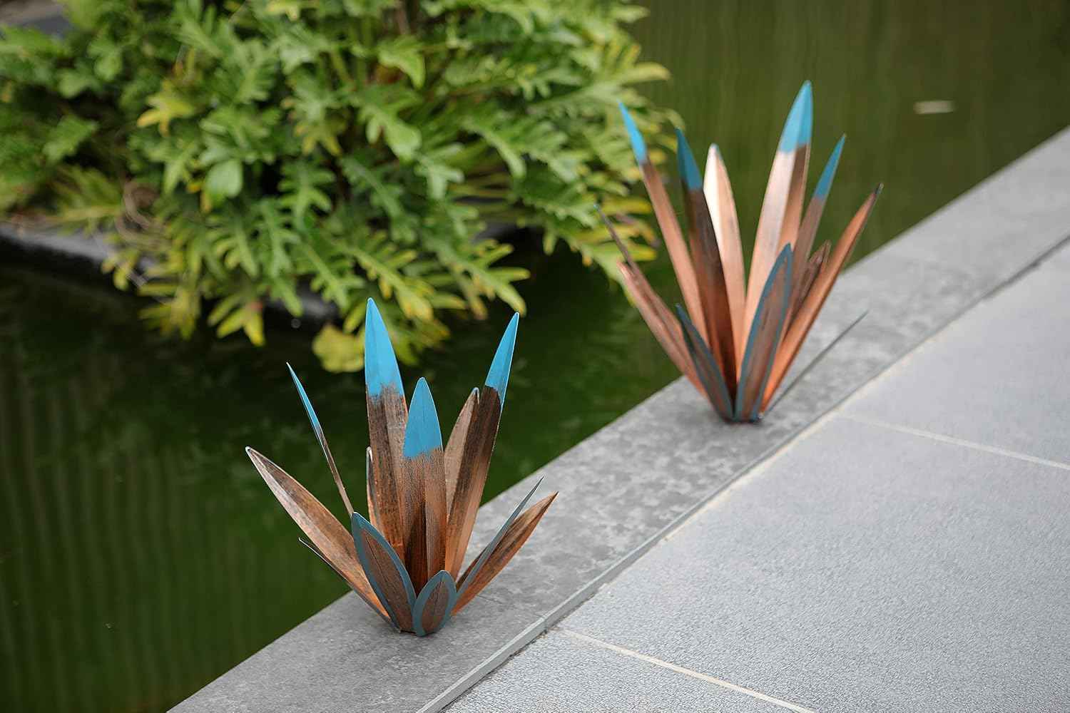 Homight Large Tequila Rustic Sculpture, Rustic Metal Agave Plants for Outdoor Patio Yard, Home Decor Hand Painted Metal Agave Garden Yard Statue, Outdoor Lawn Ornaments (3 Big)