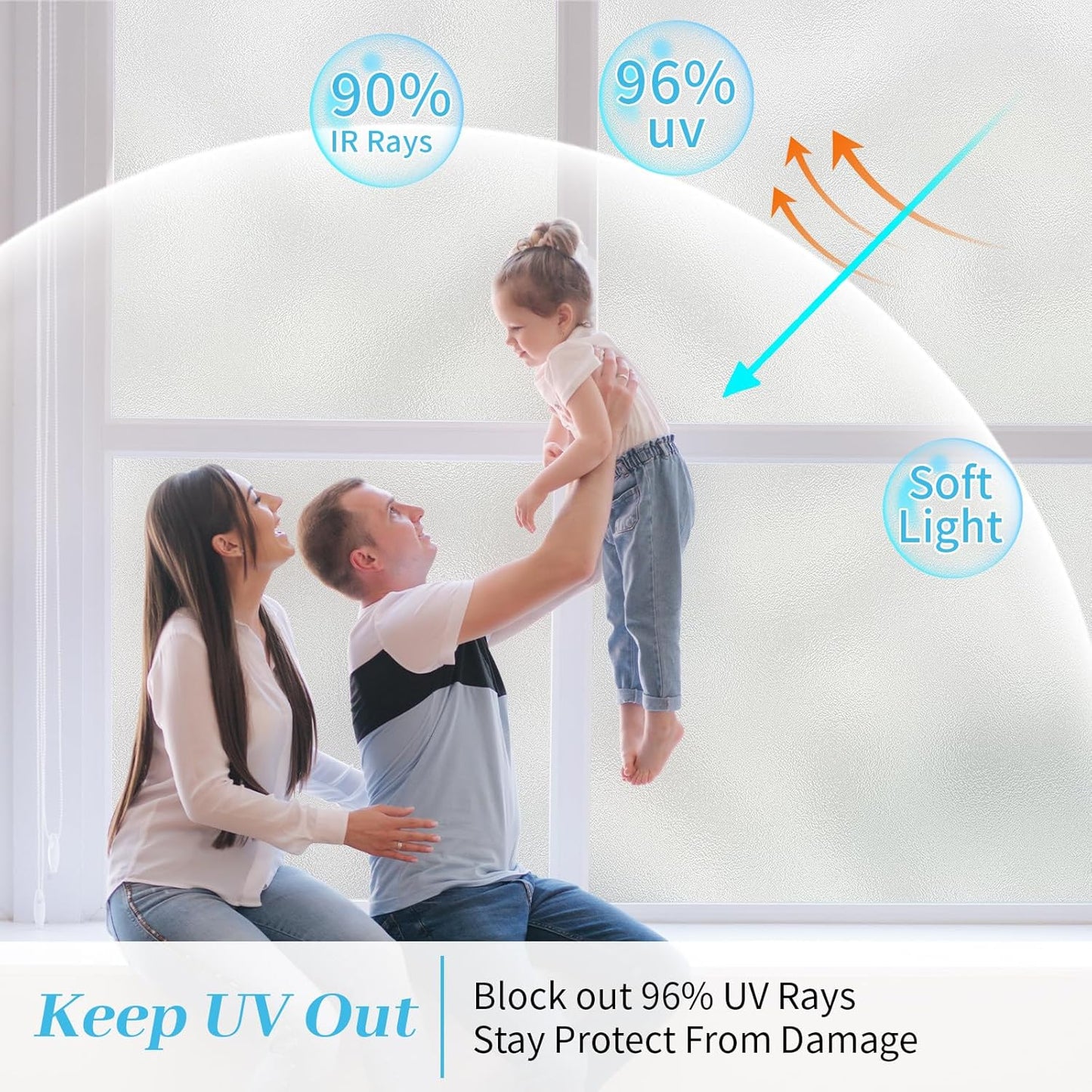 Bloss Frosted Window Privacy Film with Installation Tools,Heat Control UV Blocking Static Cling Windows Films, Bathroom Decorative Film for Home Office Glass Door,17.5 x 78.7 inches