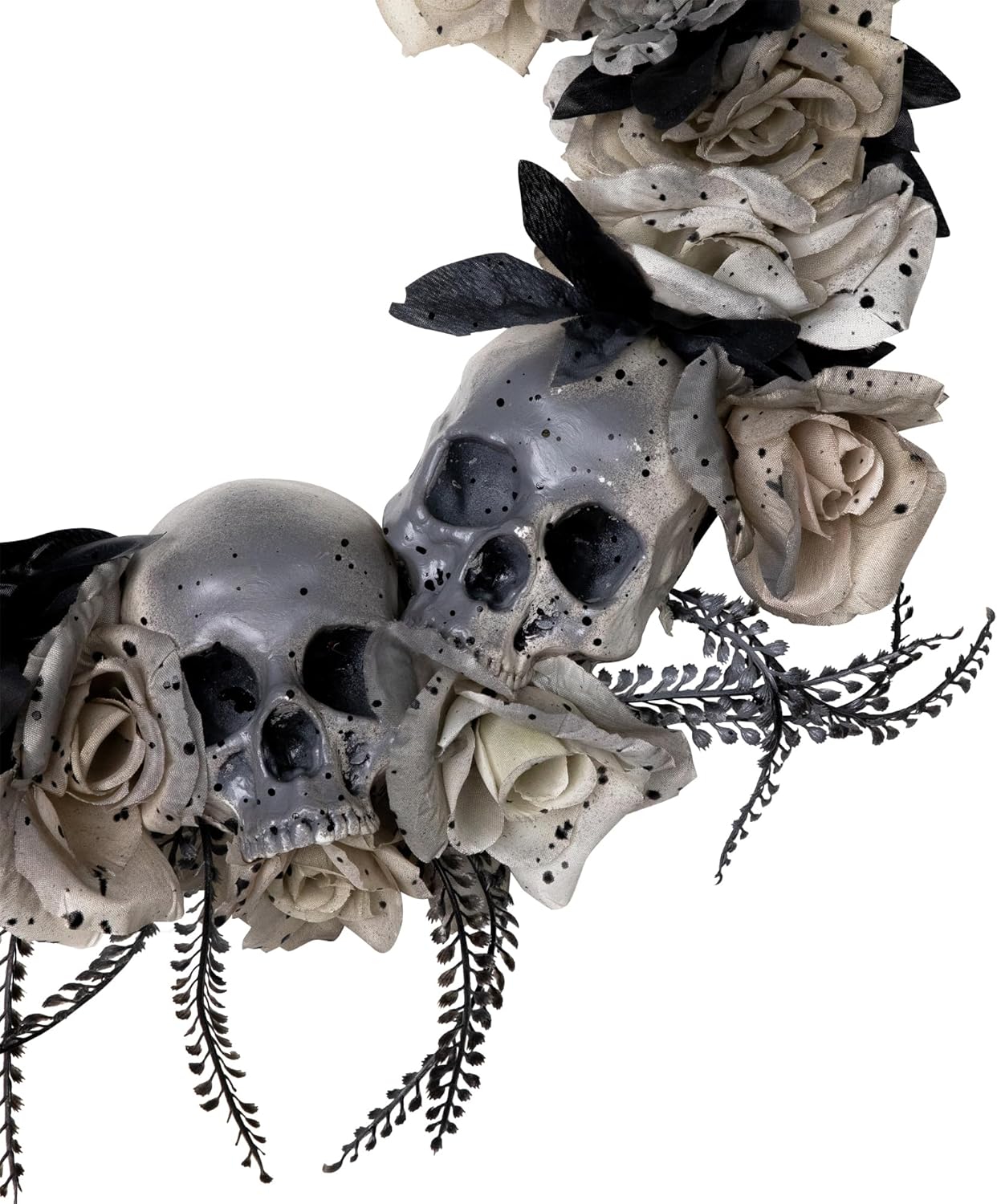 Northlight Double Skull and Roses Artificial Halloween Wreath- 16" - Unlit