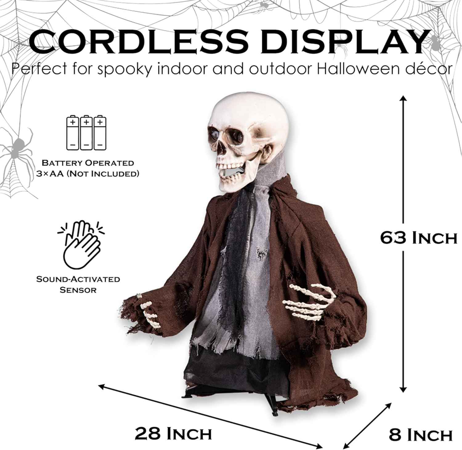Evergreen Animated Groundbreaker Zombie for Halloween Outdoor Decoration, Sound Activated Zombie with Sporky Sound & Glowing Eyes, Halloween Props for Graveyard Lawn Yard Haunted House Decor