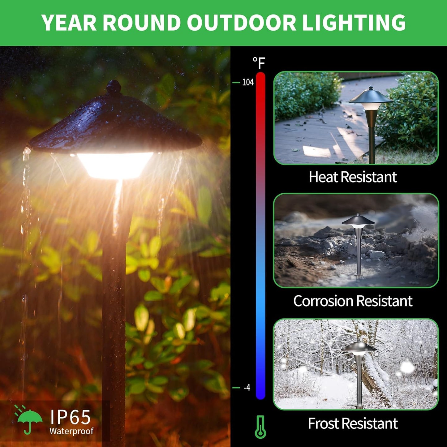 Low Voltage Pathway Lights - 2700K/3000K/3500K/4000K/5000K Selectable Landscape Sidewalk Lighting Wired, 12V Path Light Waterproof, 200lm LED Aluminum Pathlight ORB for Outside Patio Yard