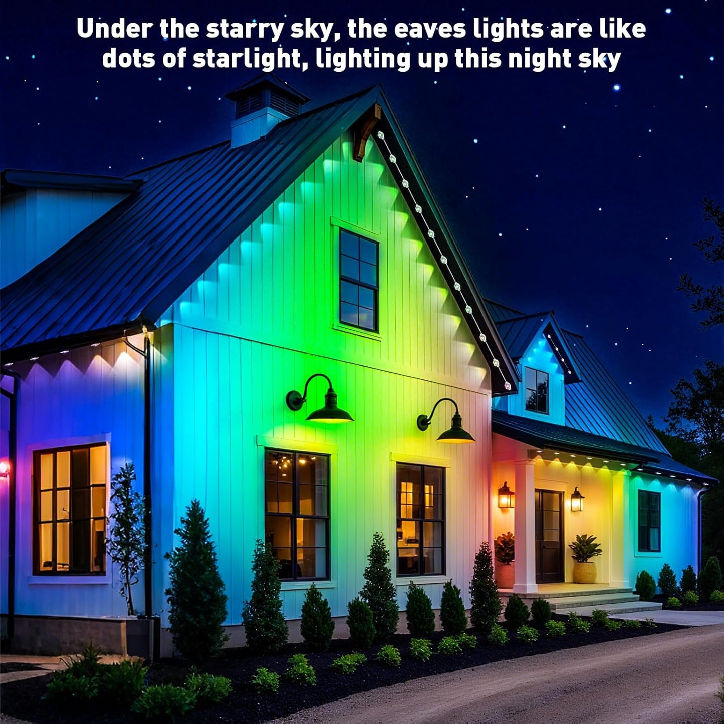Permanent Outdoor Lights,200FT RGB Eave Light,IP67 Waterproof Lighting for House,Smart LED with App/Remote Control for Outdoor Decor,Garden Decor,Party,Holiday
