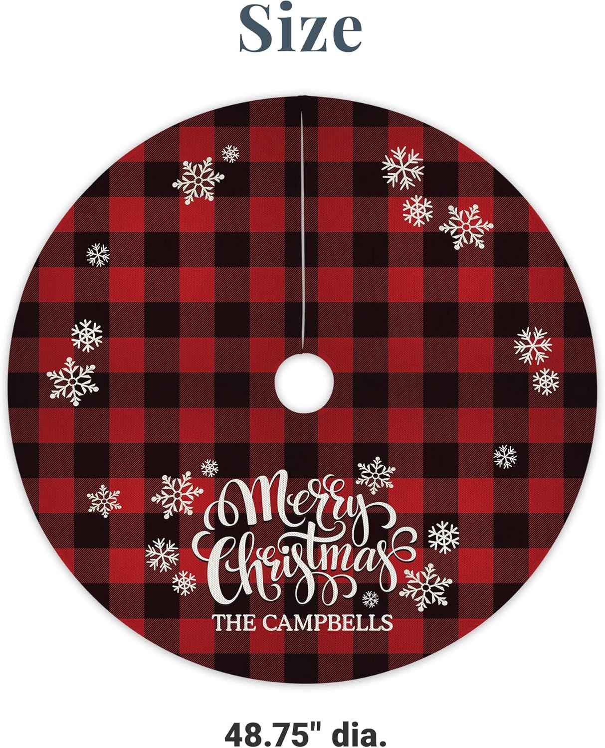 Let's Make Memories Personalized Buffalo Plaid Christmas Tree Skirt - Family Holiday Decor