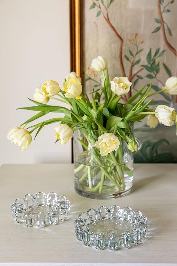 Alice Lane Original Bubble Candle Dish Large – Chic Amber Glass Candle Dish for Home Decor – Decorative Modern Candle Holder for Small Candles & Diffusers