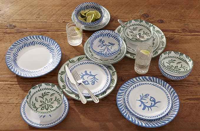 Oneida Dinnerware Set, Solear Green 12-Piece Set, Service For 4, Stoneware Material, Dishwasher Safe & Microwave Safe, Home, Kitchen And Dining, Dinner Plates And Bowls Sets (Green, 12 Pieces)
