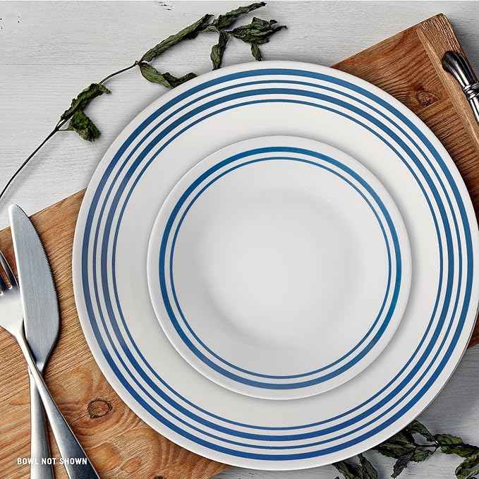 Corelle Vitrelle 18 Piece Glass Dinnerware Sets Service for 6, Triple Layer Chip & Crack Resistant Glass Plate and Bowl Sets, Laila