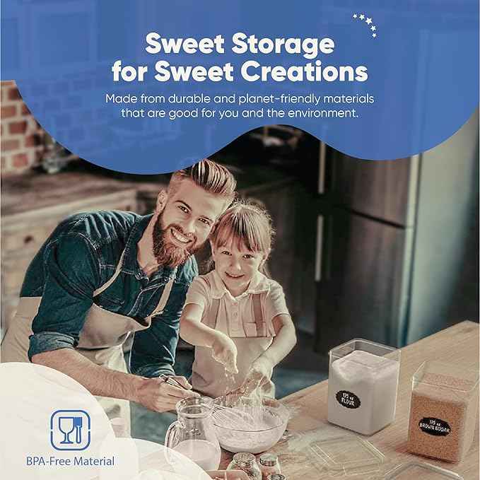 Chef's Path Large Airtight Food Storage Containers with Lids, Pack of 2, 5.2L, 175Oz, Airtight Kitchen and Pantry Bulk Canisters for Flour, Sugar, Rice, and Baking Supplies - Transparent