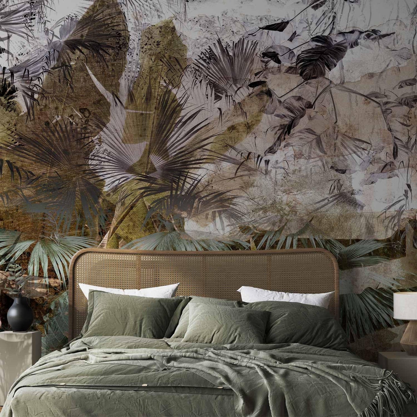 artgeist Wall Mural Tropical Leaves 173x124 in - Peel and Stick Self-Adhesive Wallpaper Removable Large Sticker Foil Wall Decor Print Picture Design Jungle Nature Palm Green Leaves b-C-0789-a-a