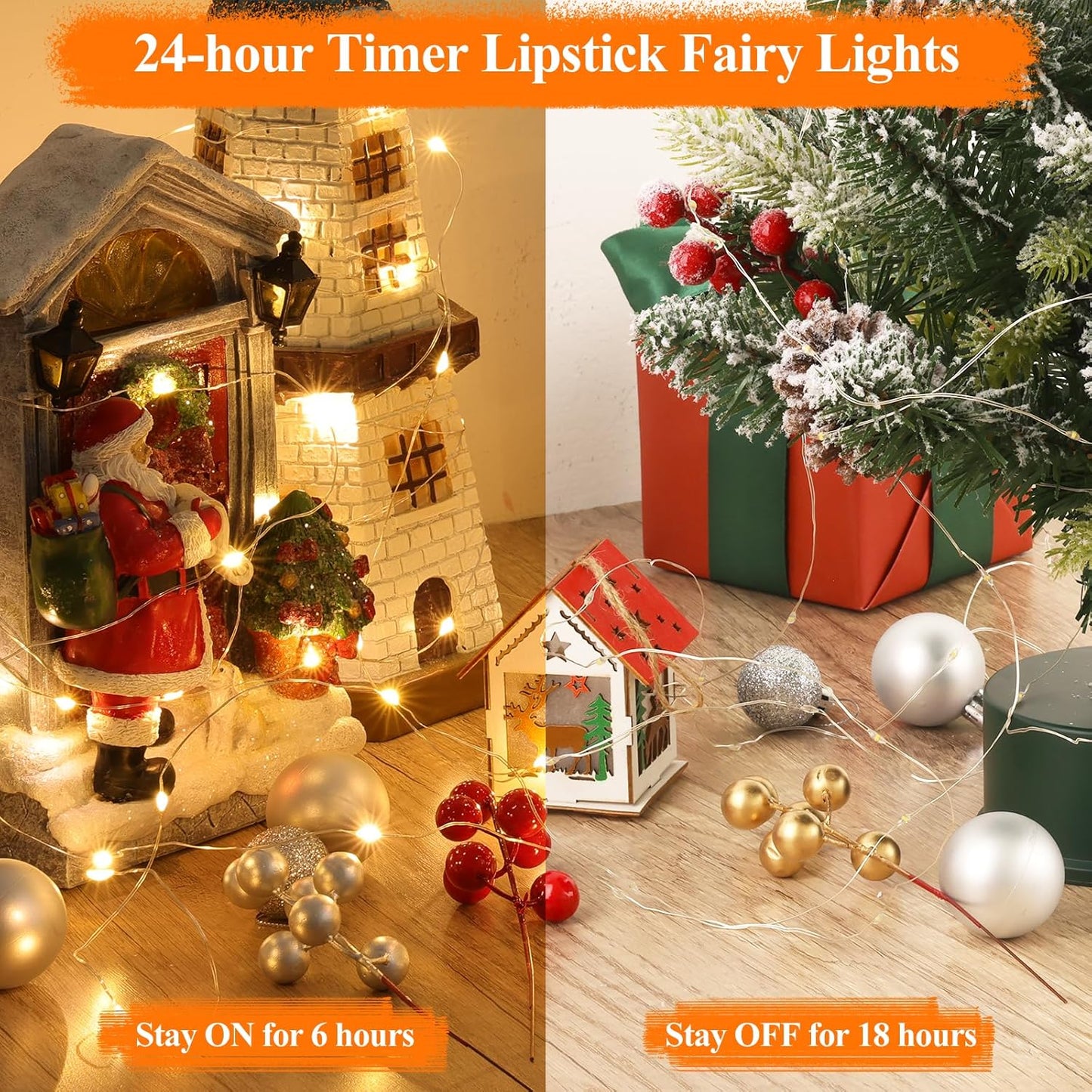 Lakumu 132FT(33 * 4) Fairy Lights Battery Operated, Rechargeable String Lights with Timer, Mini Twinkle Lights for Bedroom, Christmas Decorations, Wedding, Vine, Centerpiece Table Decor Warm White