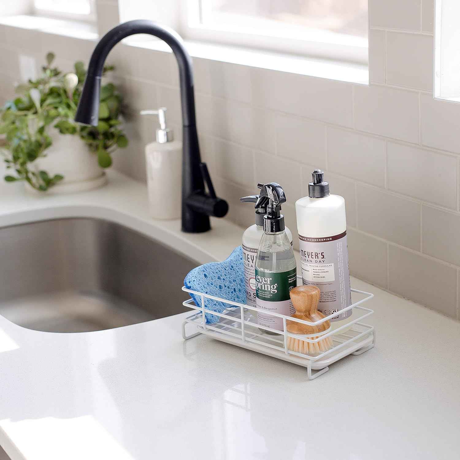 Kitchen Sink Sponge Soap Holder For Countertop Large White Kitchen Soap Tray Sink Organizer