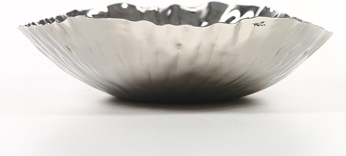Hosley Elegance Redefined Silver Finish Decor Tray Bowl, 13.6 Inches Long Versatile and Chic Centerpiece for Serving, Floral Arrangements, and Stylish Home Decor