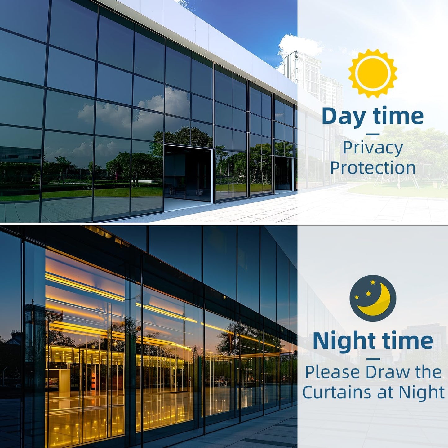 DUOFIRE One Way Window Film Privacy See Out Not in Heat Blocker Window Tint Reflective Mirror Windows Tinting Film for Home Static Cling Anti-UV Sun Blocking Windows Covering（Silver, 17.4x78.7in）