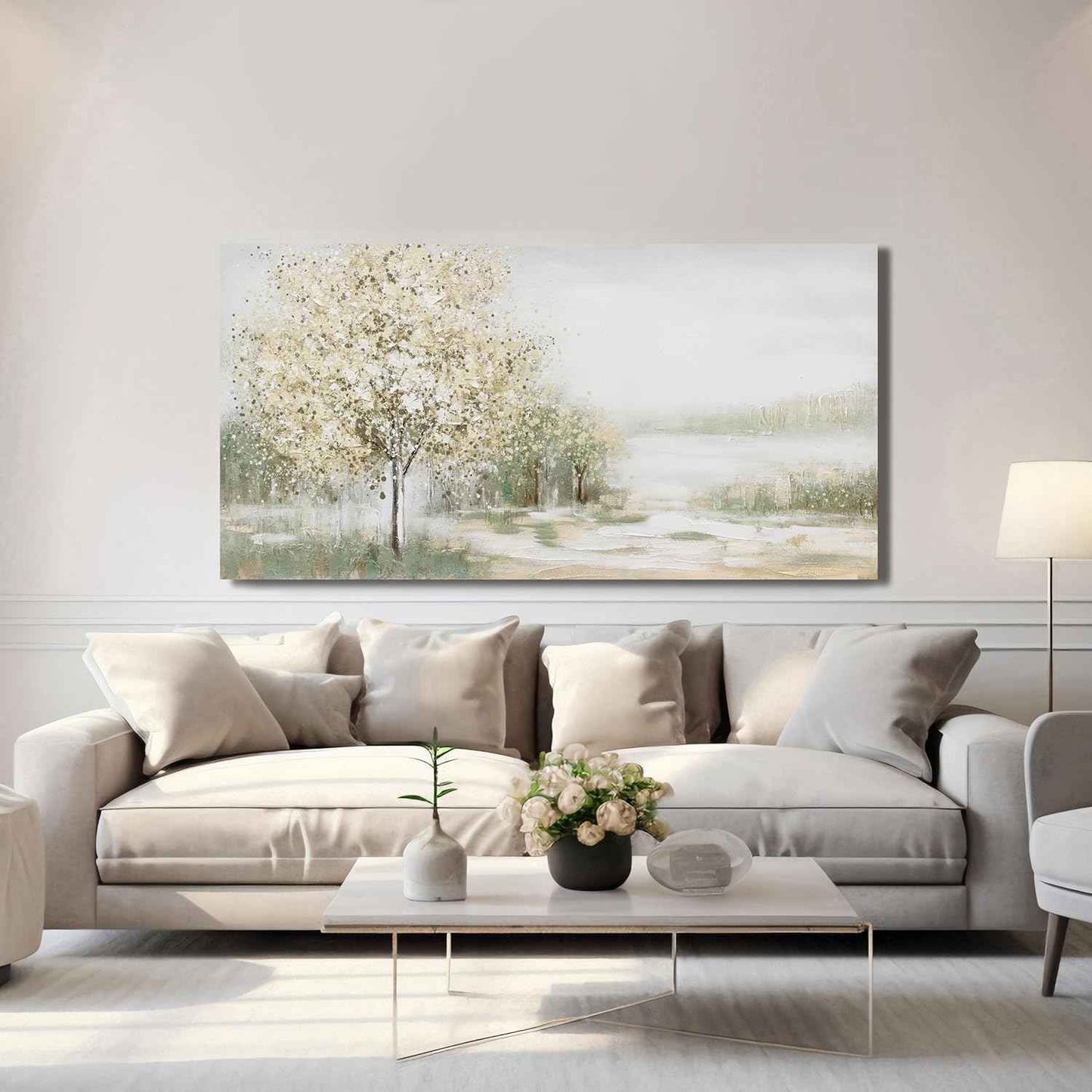 Green Wall Art Modern Nature Wall Art Canvas Art Wall Decor Spring Scene Wall Art Decor Artwork Large Wall Art Prints for Room Living Room Bedroom Office Decor 24X48 inch