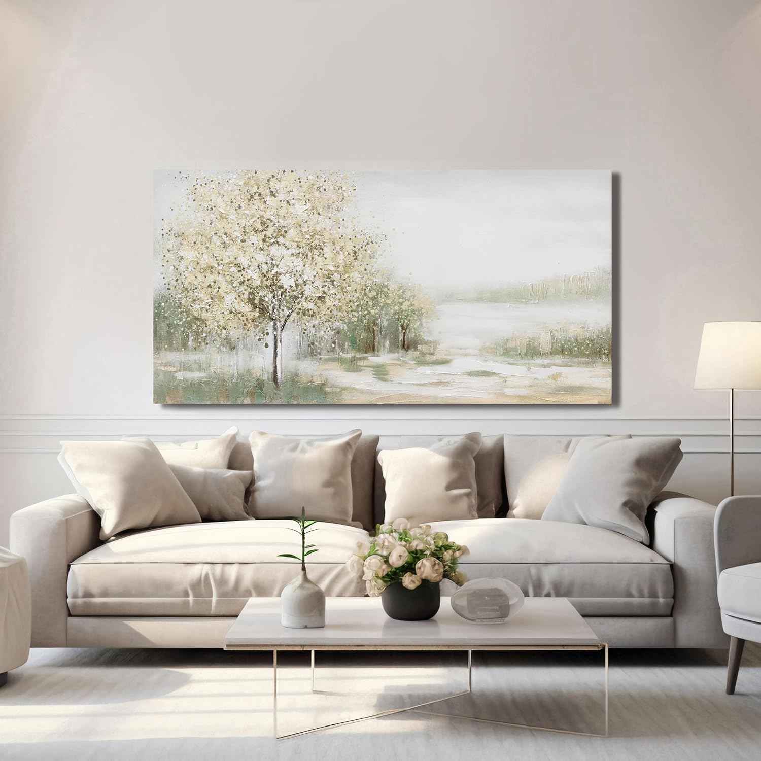 Green Wall Art Modern Nature Wall Art Canvas Art Wall Decor Spring Scene Wall Art Decor Artwork Large Wall Art Prints for Room Living Room Bedroom Office Decor 24X48 inch