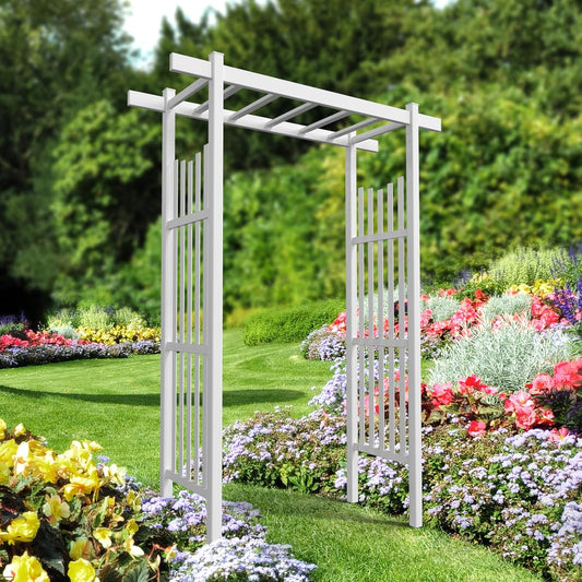 VINGLI Garden Arbor, PVC Wedding Arch for Ceremony Party, Garden Trellis for Climbing Plants Outdoor, Arch Backdrop Stand for Garden, Backyard, Lawn, Wedding