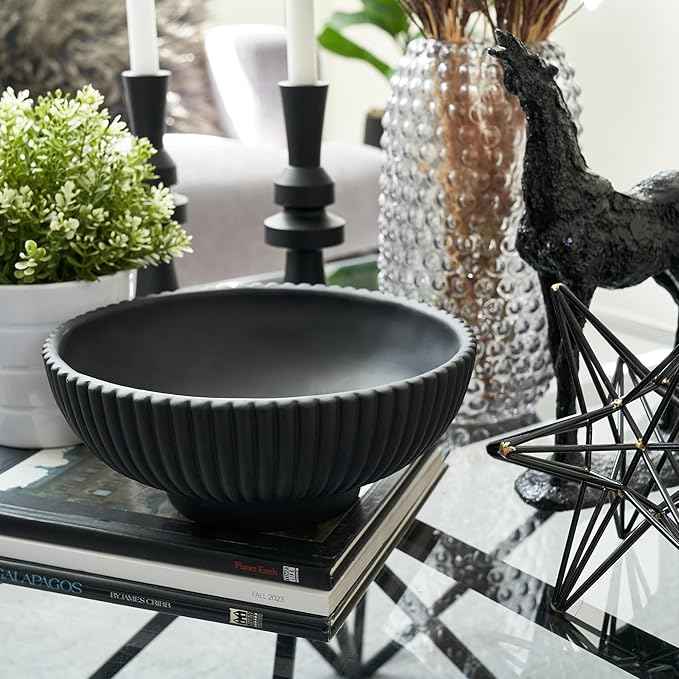 Decorative Concrete Fruit Bowl For Kitchen Counter Or Table Decor – Premium Quality Large Key Bowl Elevates Your Modern/Farmhouse Home Decoration, Showcasing Fruit or Seasonal Centerpieces in Style