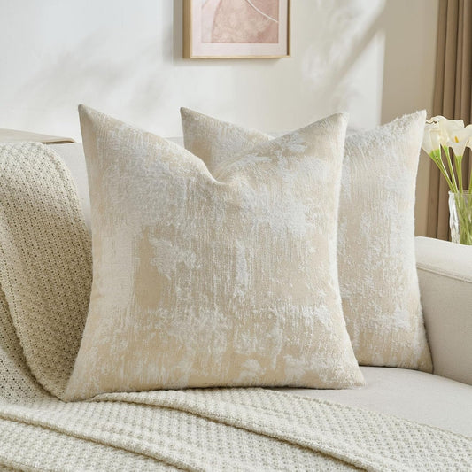 FUTEI Yellow White Decorative Throw Pillow Covers 20x20 Inch Set of 2,Soft Faux Cashmere Jacquard - Textured & Cozy Cushion Case,Modern Home Decor for Couch Bed Living Room