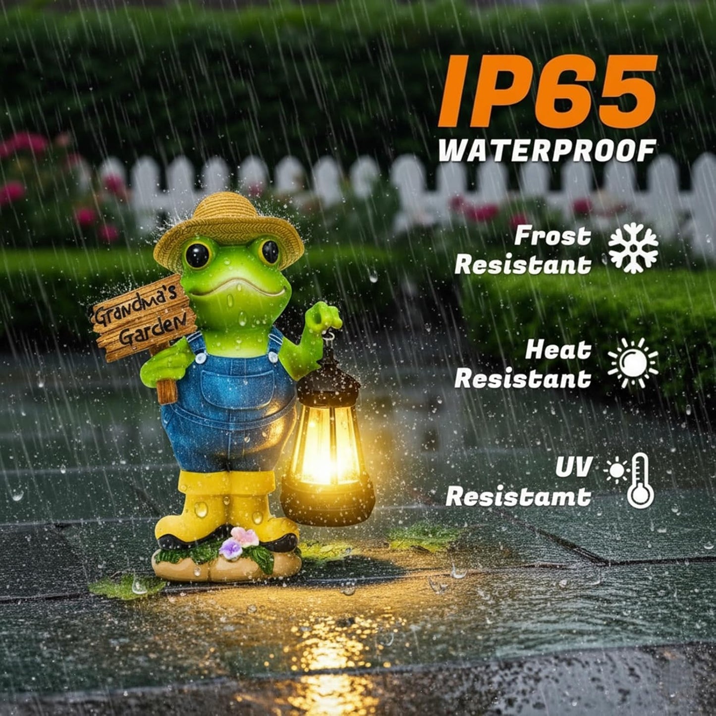 Frog Garden Statue with Solar Light, Gardener Frog Decoration with Solar Lantern Light for Home, Outdoor, Garden, Patio and Yard Decor, Best Gifts for Mom/Grandma, Grandma's Garden