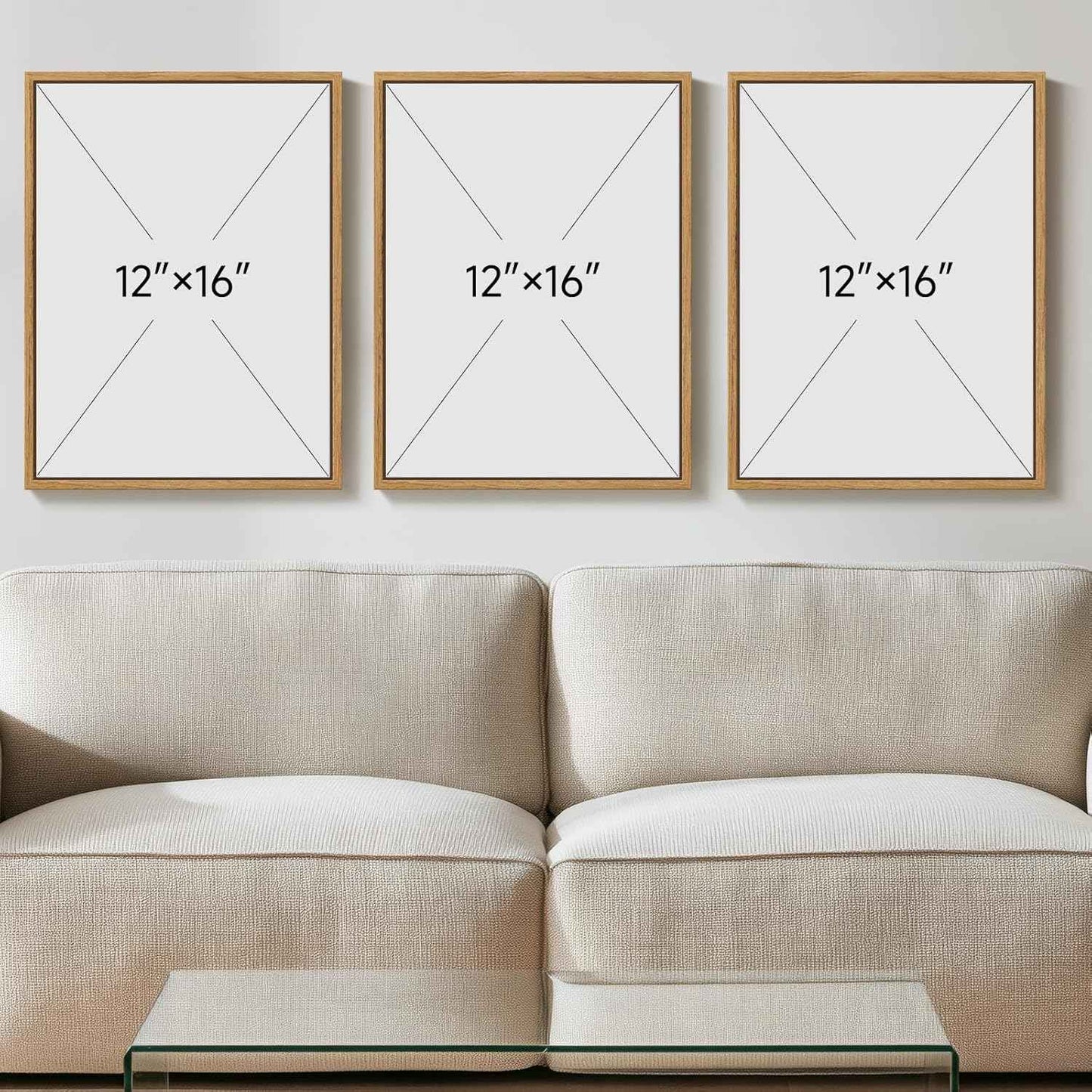 Framed Pastel Green Landscape Wall Art Bedroom, 3 Piece Minimalist Misty Mountain Scenery Canvas Artwork for Walls, Sage Green Paintings Prints Wall Decor for Living Room Home Office, 12x16 Inch