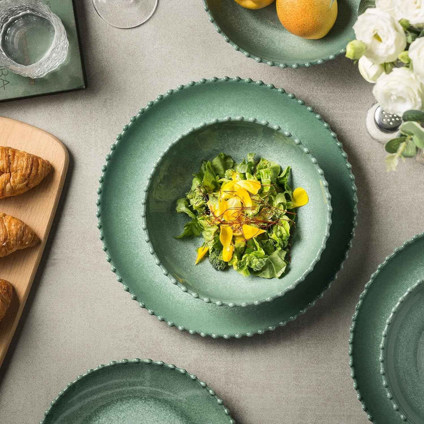 MissYIP 12 Piece Melamine Dinnerware Sets, Service for 4, Lightweight Unbreakable, BPA Free, Food Grade Plates Sets, Dishwasher Top Safe, Not Microwave, Not Oven, Indoor and Outdoor Use