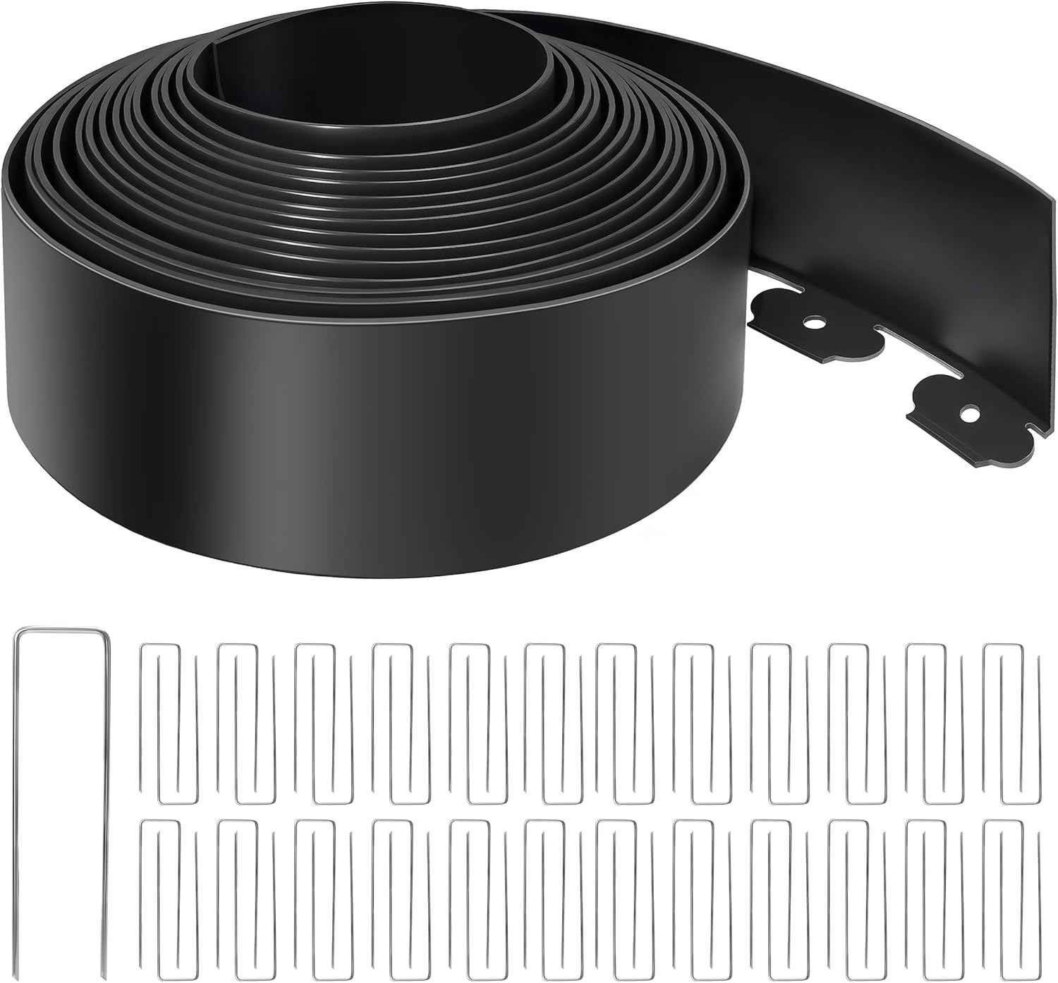 Landscape Edging 4 Inch Tall No Dig Garden Edging Border 33FT with 30 Metal Stakes,Lawn Edging for Yard, Flower Bed and Landscaping (Black, 33FT)