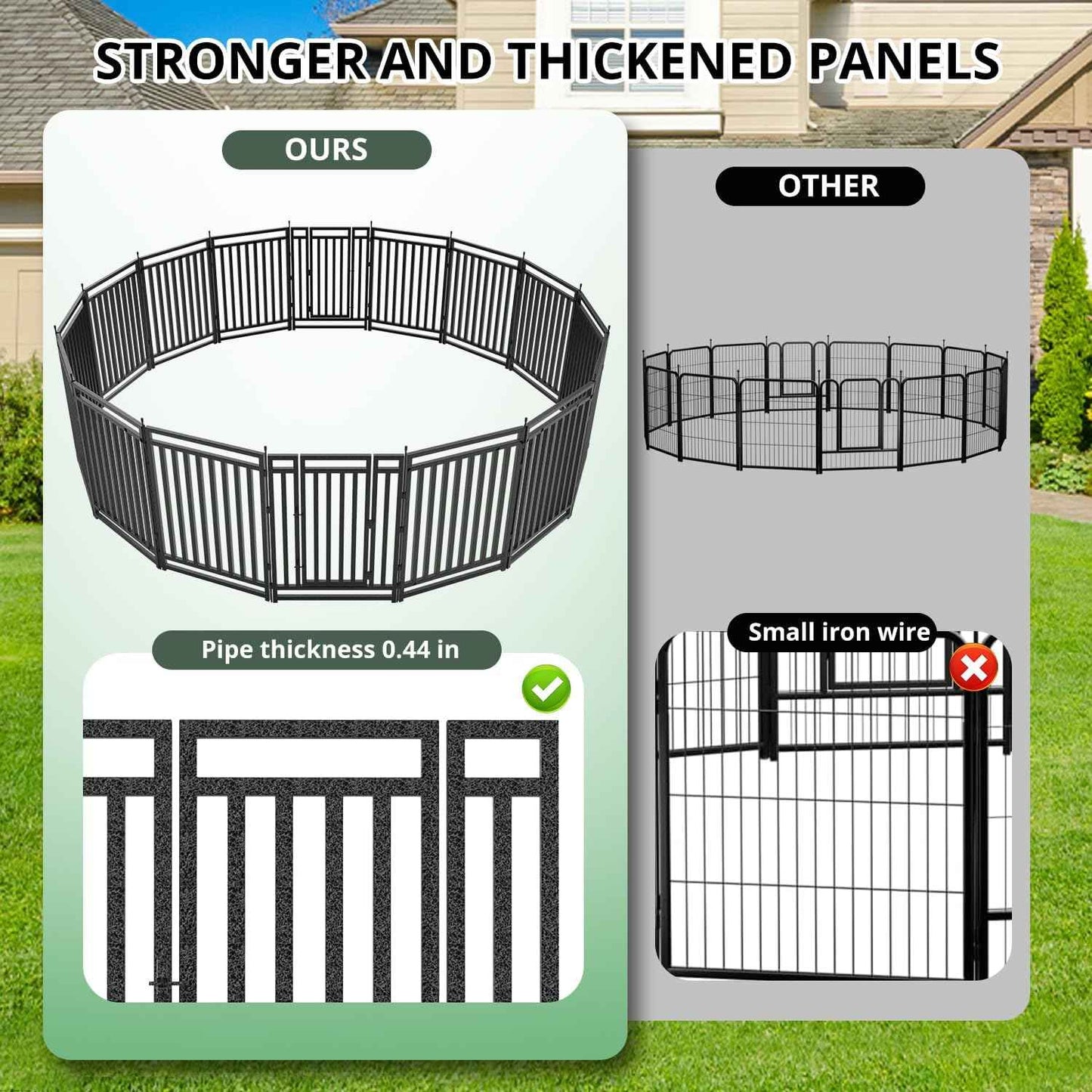 Dog Playpen Metal Dog Fence Outdoor for Yard 32" Height 32 Panels Portable Dog Pen Pet Kennel for RV Camping(Black-Silver)