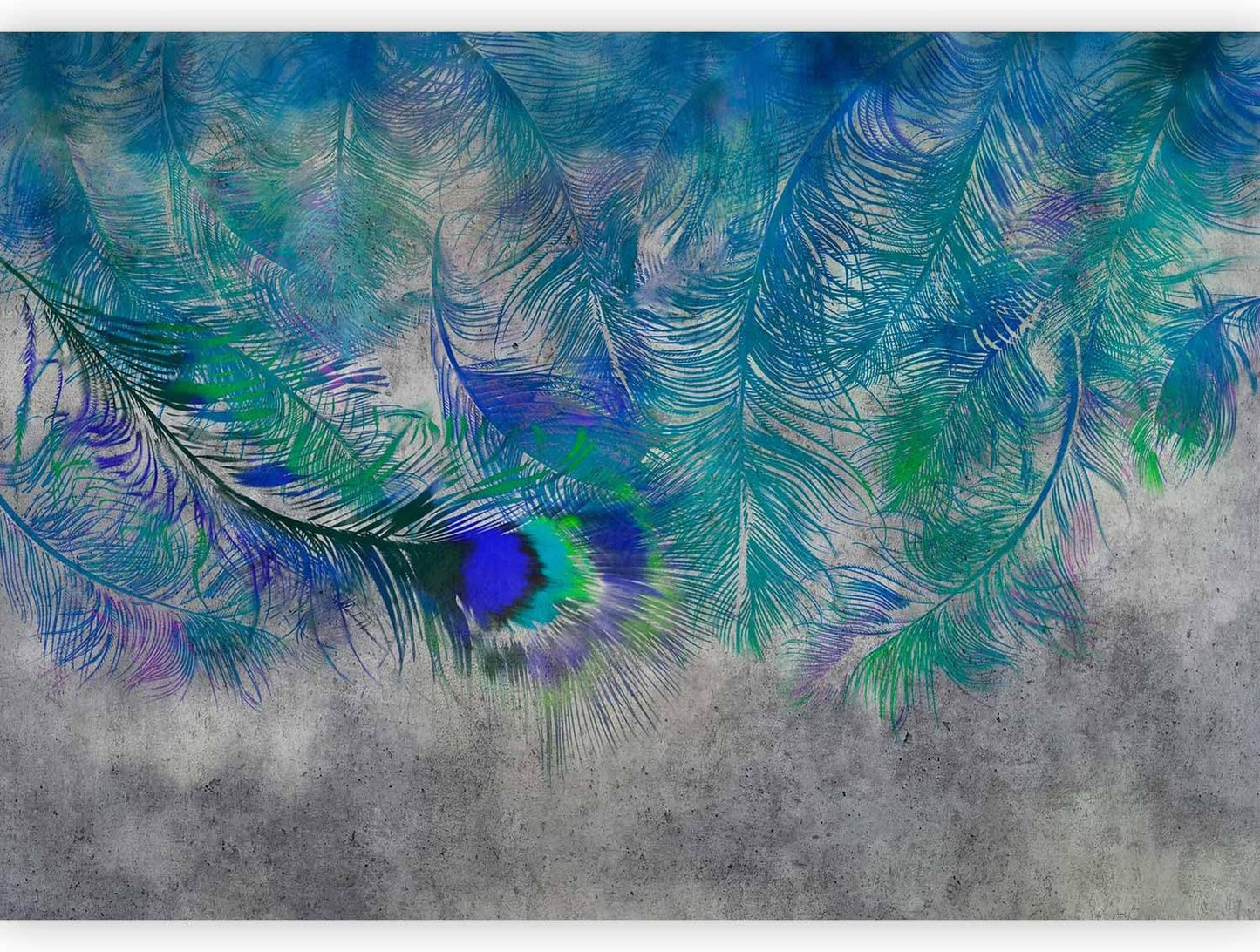artgeist Wall Mural Cement Feather 173x124 in - Peel and Stick Self-Adhesive Wallpaper Removable Large Sticker Foil Wall Decor Print Picture Image Design Colorful Abstract n-A-1488-a-a