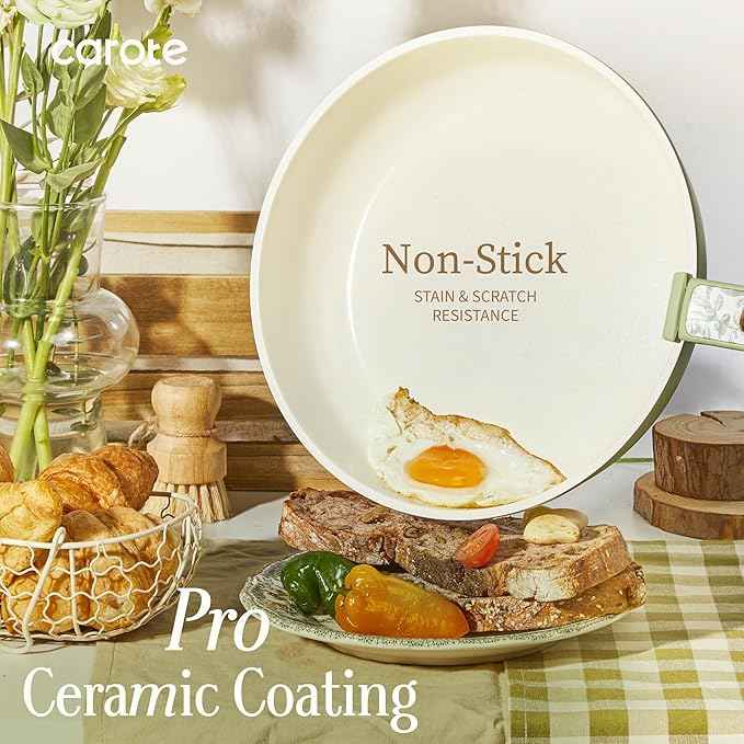 CAROTE 25-Piece Ceramic Cookware Set, Nonstick Pots and Pans Set with Detachable Handle, Non-Toxic Kitchen Cooking Set, Dishwasher & Oven Safe, Induction Compatible, PFAS Free, Mothers Day Gifts