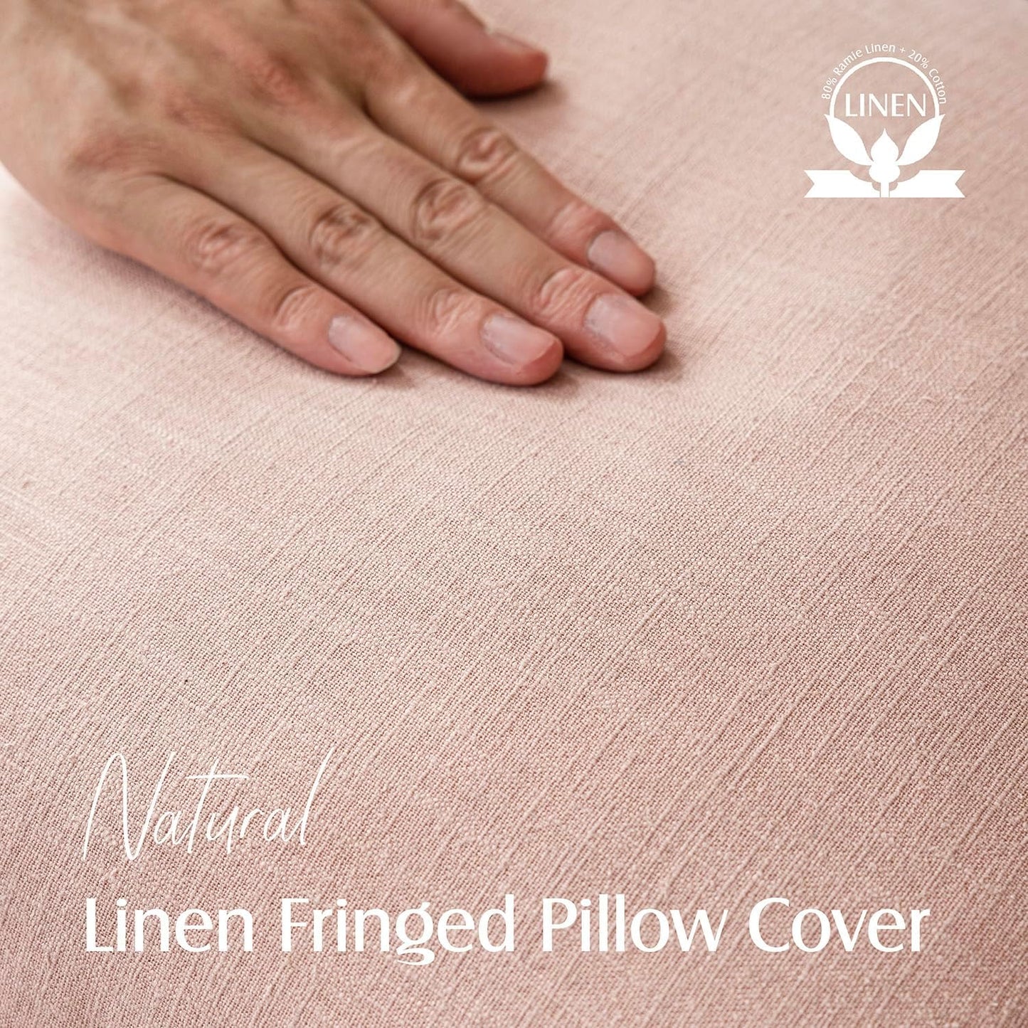 Foindtower Set of 2 Decorative Linen Fringe Throw Pillow Covers Boho Farmhouse Cushion Cover with Tassels Soft Accent Pillowcase for Couch Chair Sofa Bed Living Room Home Decor,20×20 Inch,Light Pink