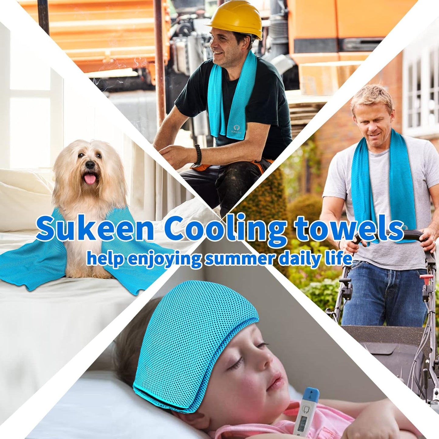 Sukeen 4pack Cooling Towel (40"x12"), Ice Towel,Soft Breathable Chilly Towel,Microfiber Towel for Yoga,Sport,Running,Gym,Workout,Camping,Fitness,Workout & More Activities