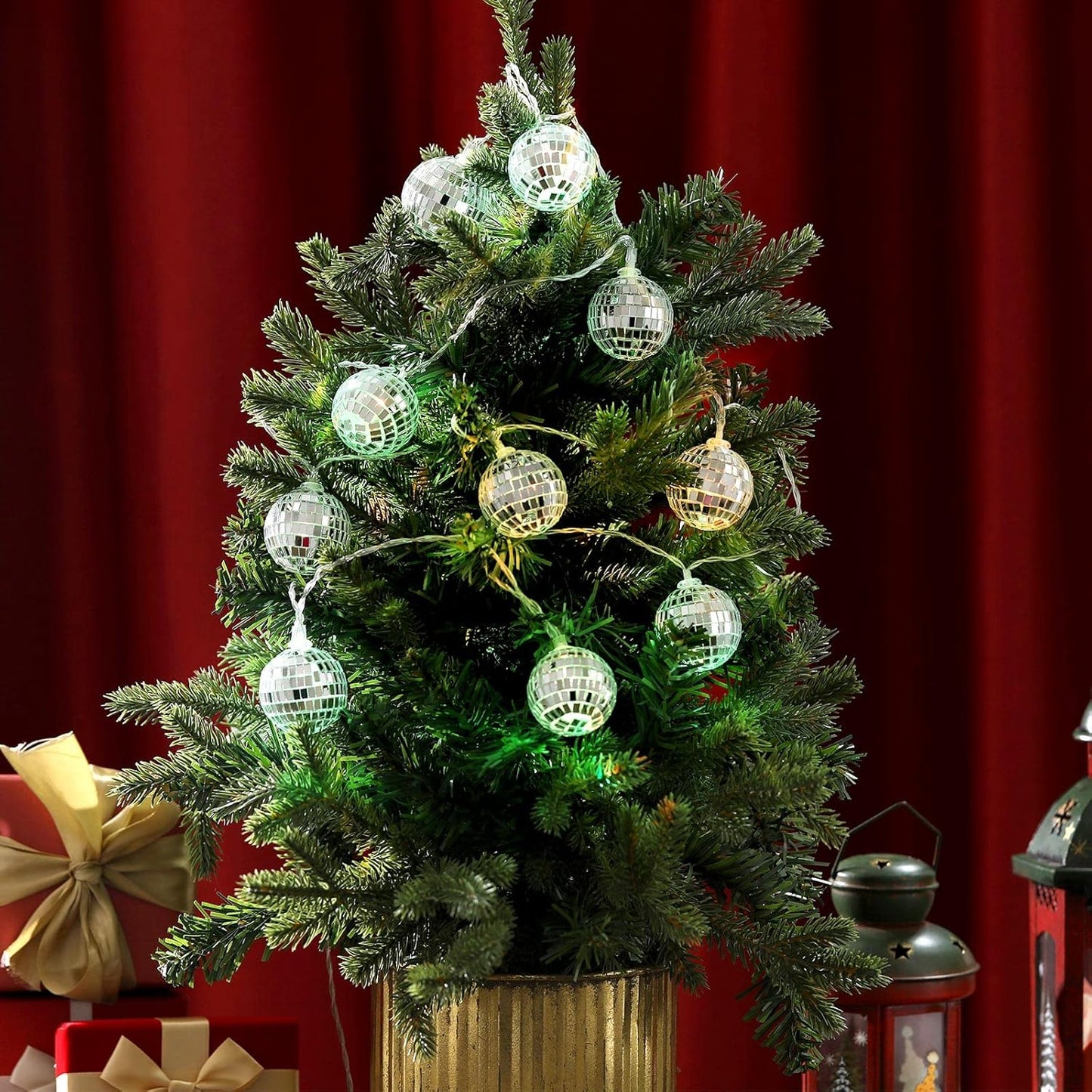 Zhanmai 30 LED Disco Ball String Lights Decor Lighted Mini Mirror Disco Balls Ornaments for 70s 80s Party Supplies Club(1.57 Inch Ball,Multicolored)