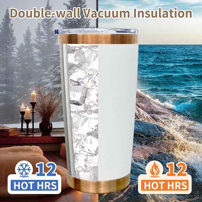 20 oz Tumblers Stainless Steel Tumbler with Lid and Straw Insulated Coffee Mug for Laser Graving 23oz Powder Coated Cup(White,1 pack)