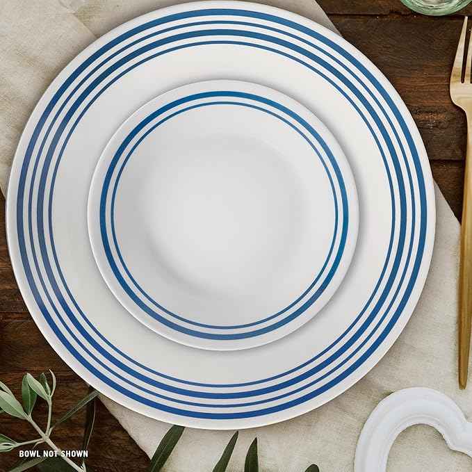 Corelle Vitrelle 18 Piece Glass Dinnerware Sets Service for 6, Triple Layer Chip & Crack Resistant Glass Plate and Bowl Sets, Laila