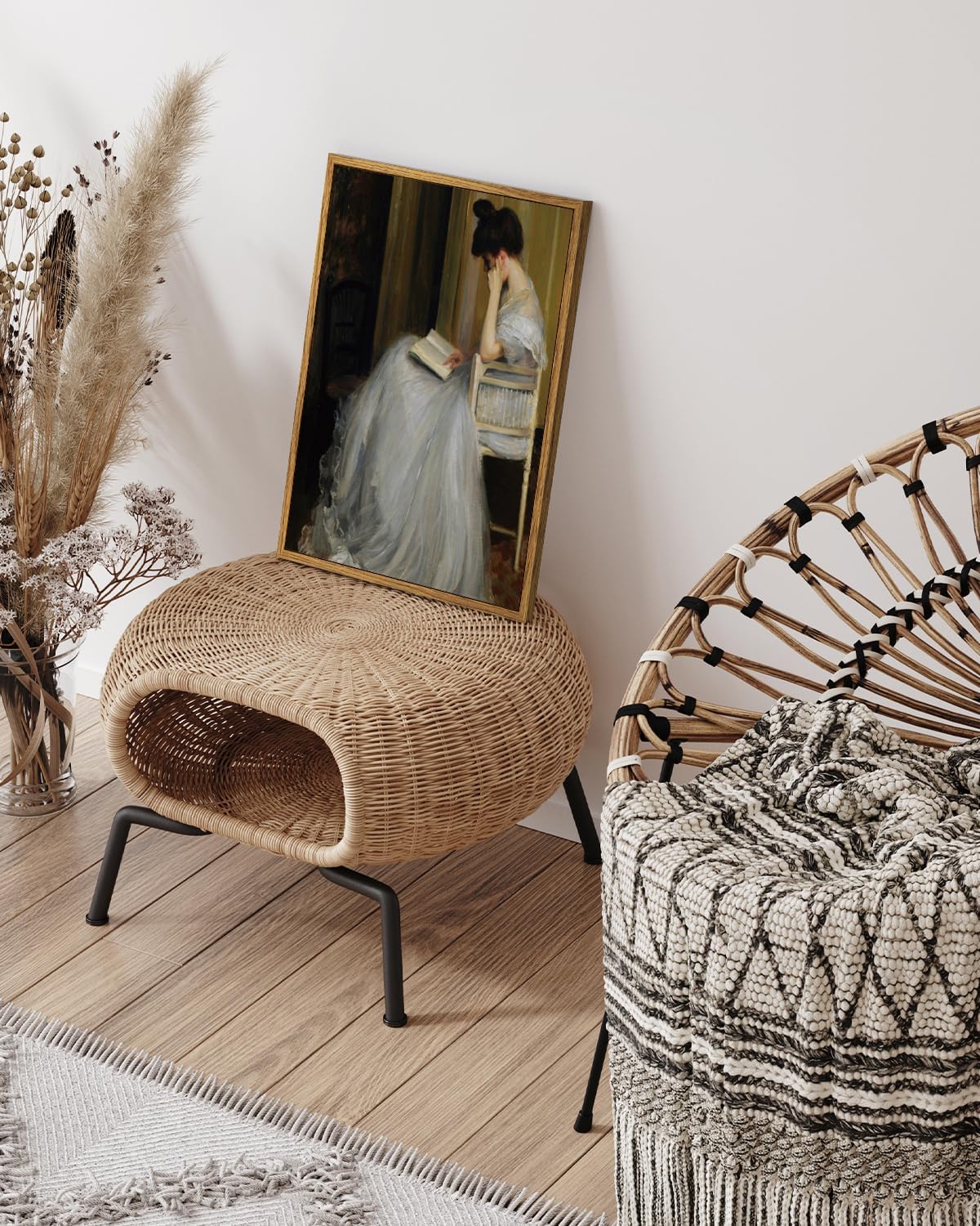 VIYYIEA Framed Canvas Wall Art Home Decor Portrait Art for Living Room Women Reading Pictures Bedroom Bathroom Wall Decor Mid Century Lady Oil Painting Room Decor Vintage Prints Aesthetic 11x14in