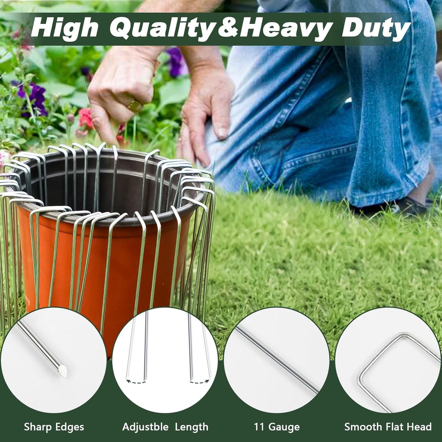 FEED GARDEN 6 Inch 25 Pack Galvanized Landscape Staples 11 Gauge Turf Garden Stakes Tent Stakes Landscaping Fabric SOD Pins Yard Stakes for Weed Barrier Fabric
