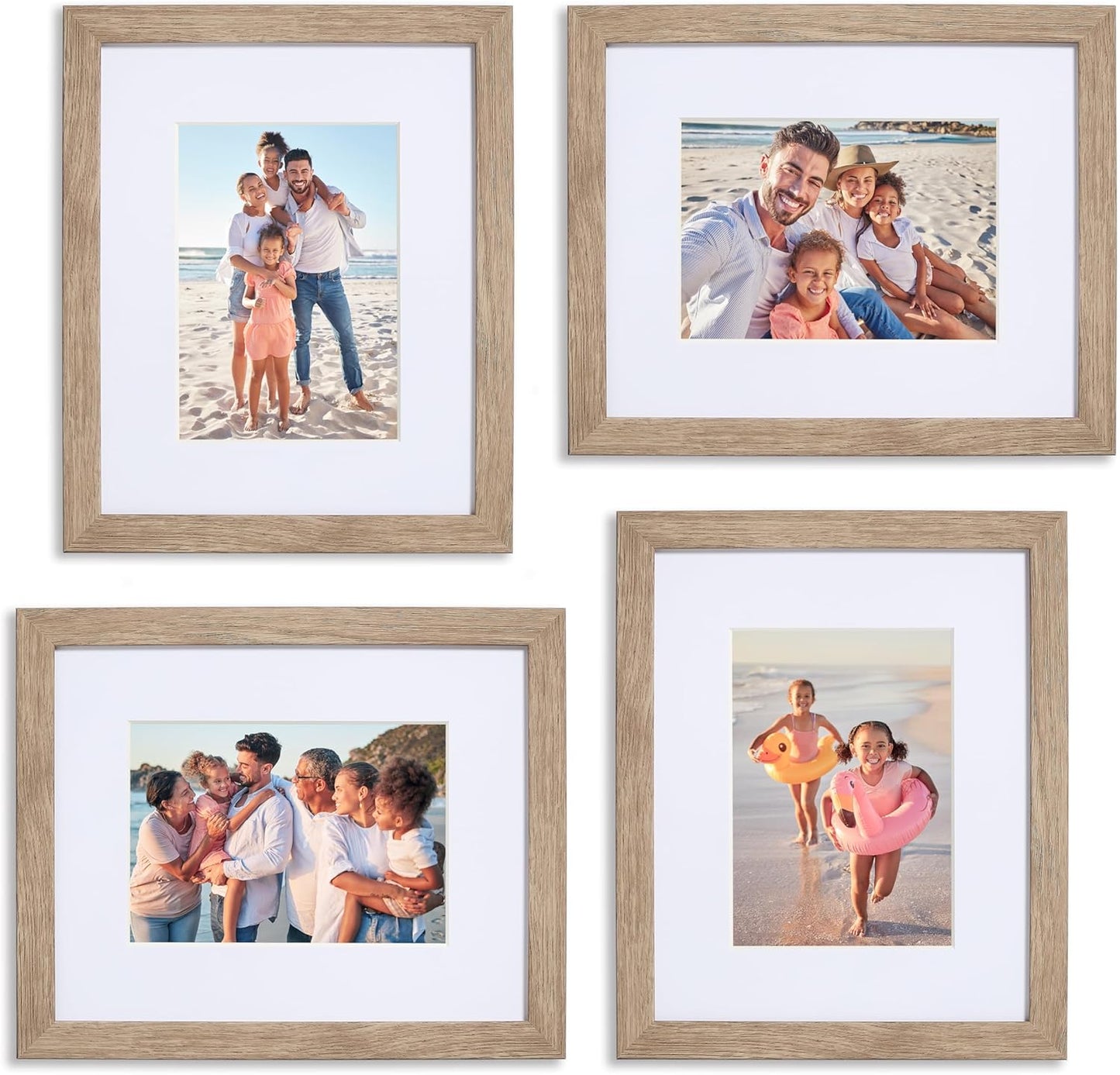 Sheffield Home 4 Piece Gallery Wall Frame Set, 8x10 Inch, Light Natural