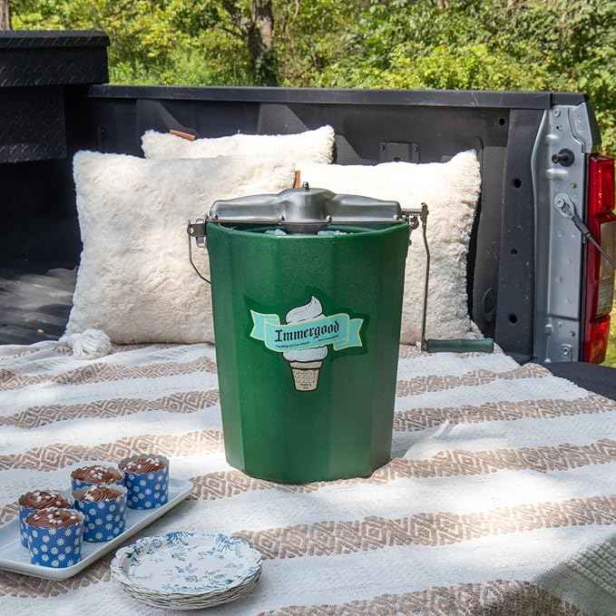 PREMIUM 6 qt. - Immergood Stainless Steel Ice Cream Maker - Hand Crank