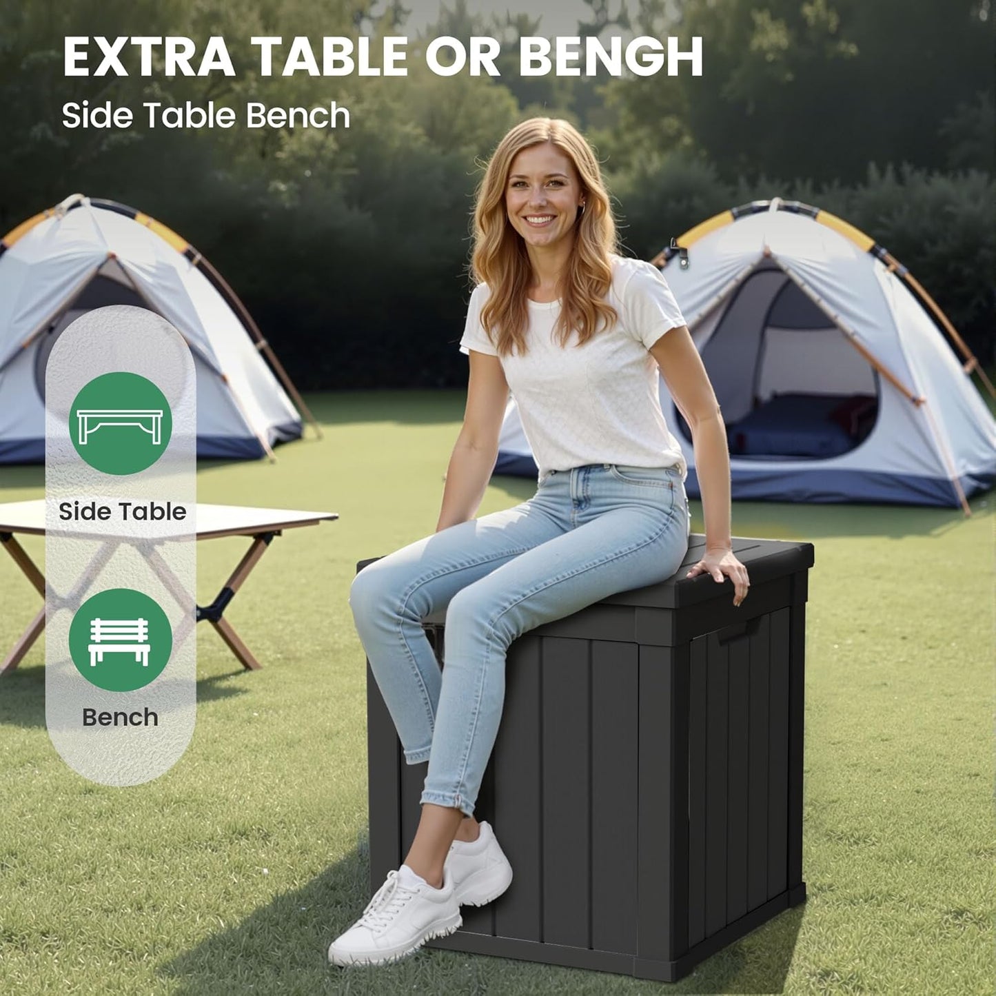 50 Gallon Storage Box, Waterproof Deck Box for Indoor & Outdoor Use, Lockable Pool Storage Bin for Package Delivery, Outdoor Bench for Patio Cushions, Garden Tools, Backyard, Black