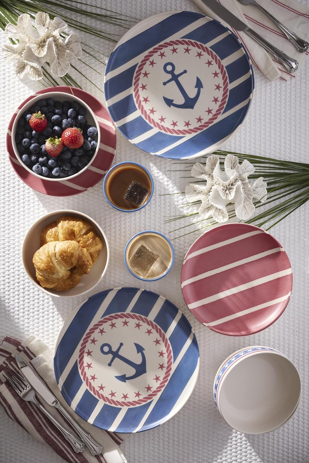 Oneida Dinnerware Sets, 24 Seven Melamine Aweigh We Go 18-Piece Dinnerware, Set for 6, Service For 6, Melamine Material, Dishwasher Safe, Plates And Bowls, Dinner Dishes, Kitchen (Assorted, 18 Piece)