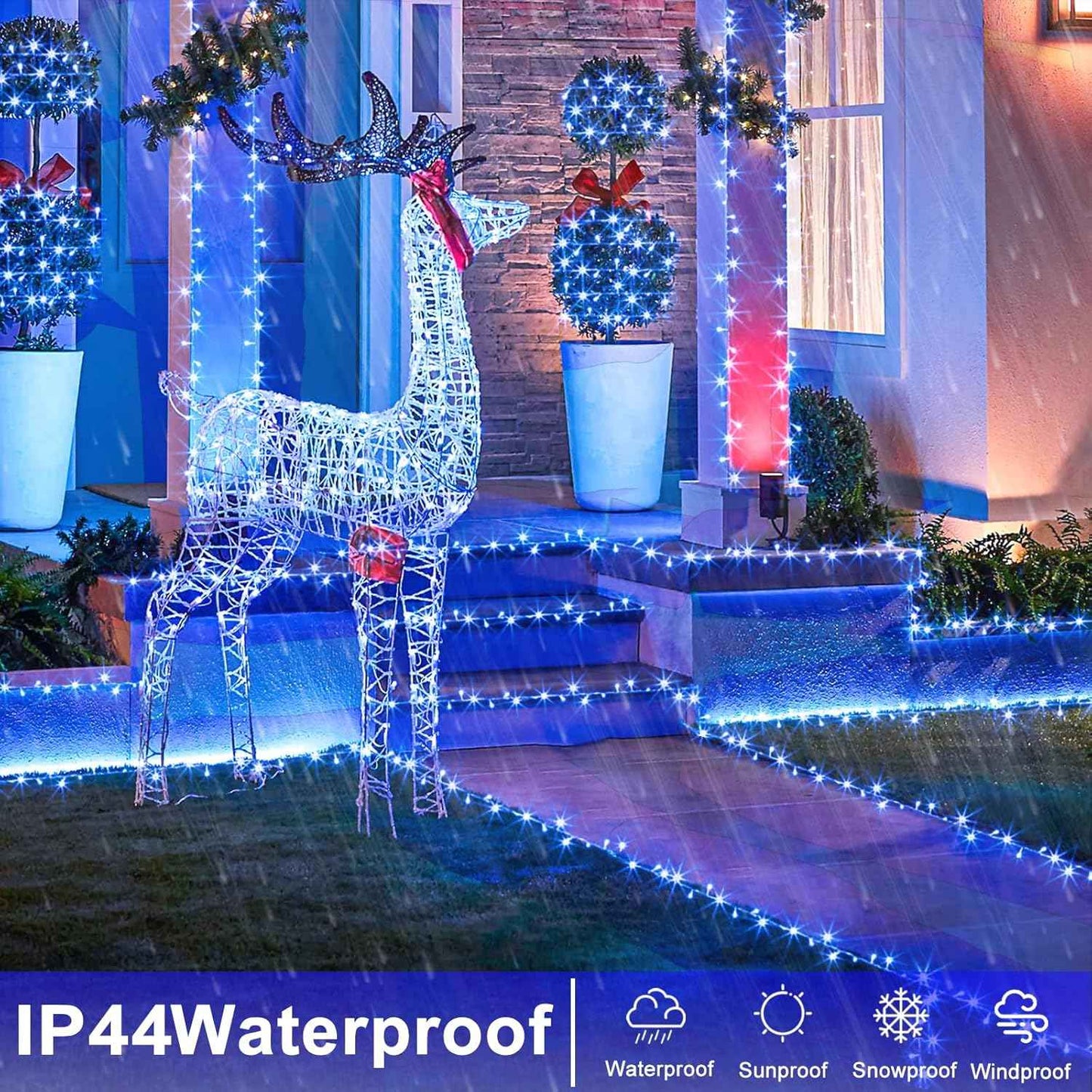 800 LED Blue Christmas Lights Outdoor 262ft Clear Wire Blue String Lights 8 Modes Clear Wire, Plug in Waterproof Twinkle Fairy String Light for Indoor Christmas Tree Bedroom Decorations