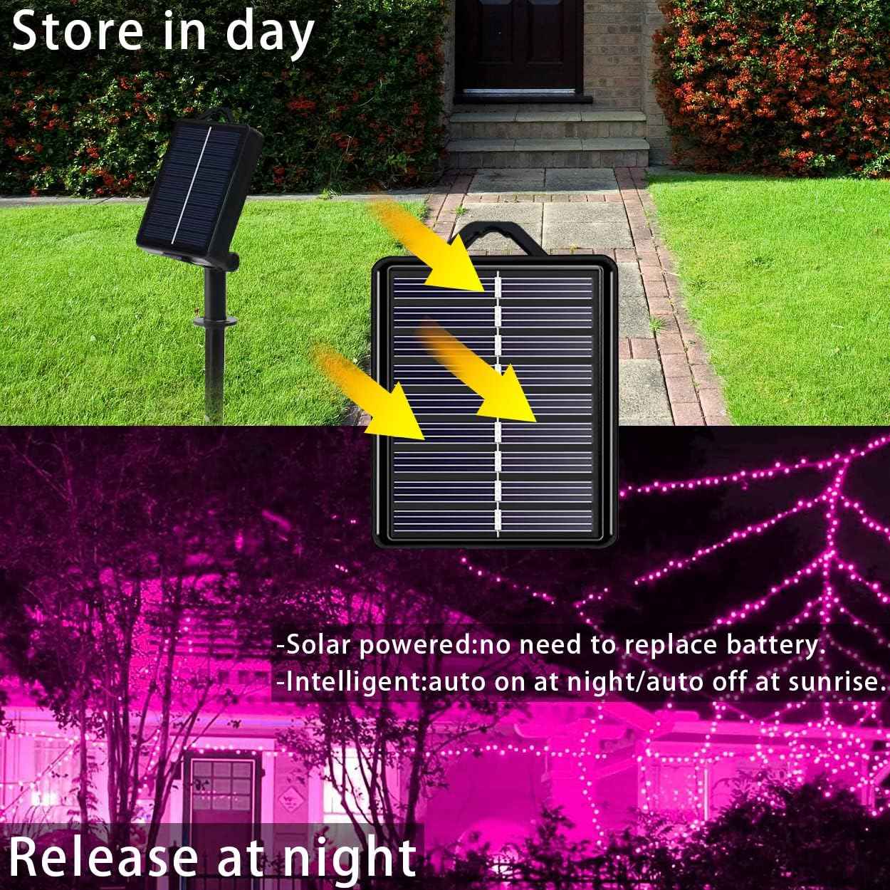 Valentines Day Solar Christmas String Lights Outdoor Pink 2 Pack 144ft 400LED Fairy Lights with 8 Modes, IP44 Waterproof Lights for Tree Garden Patio Wedding Party Yard Decor
