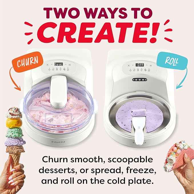 Instant Pot InstantChill Ice Cream Maker, No Pre‑Freeze, Pour, Press & Enjoy, Quiet Operation, Make IceCream in minutes*, Gelato, Sorbet, Rolled, Non‑Dairy, Mix‑Ins, Easy Clean up, Makes Up to 2 pints