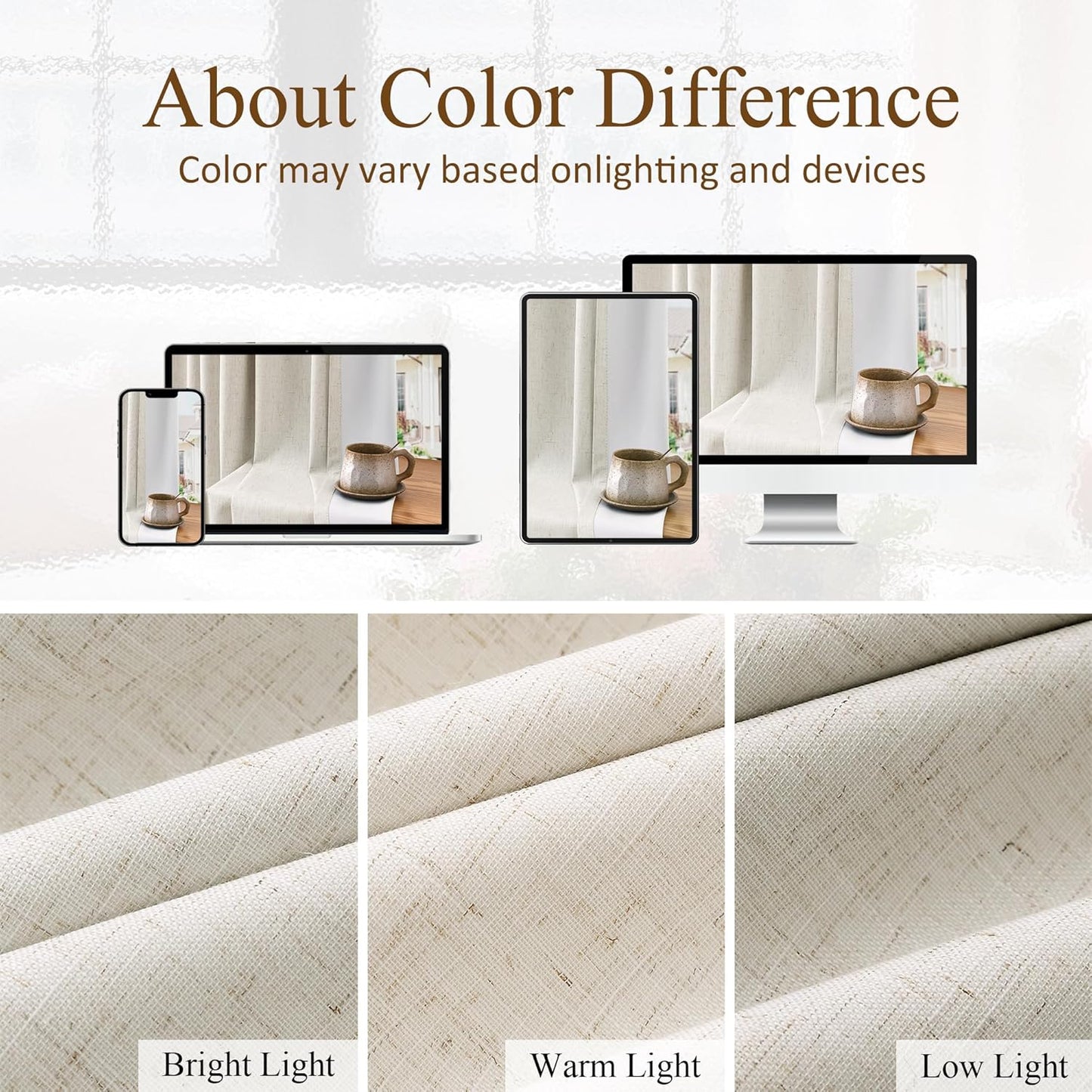 100% Blackout Extra Long Linen Pinch Pleated Curtains 9 Ft Natural Cream Drapes Room Darkening Thermal Insulated with Back Tab, Boho Ceiling to Floor Curtain for Bedroom 2 Panels 108 Inches Long