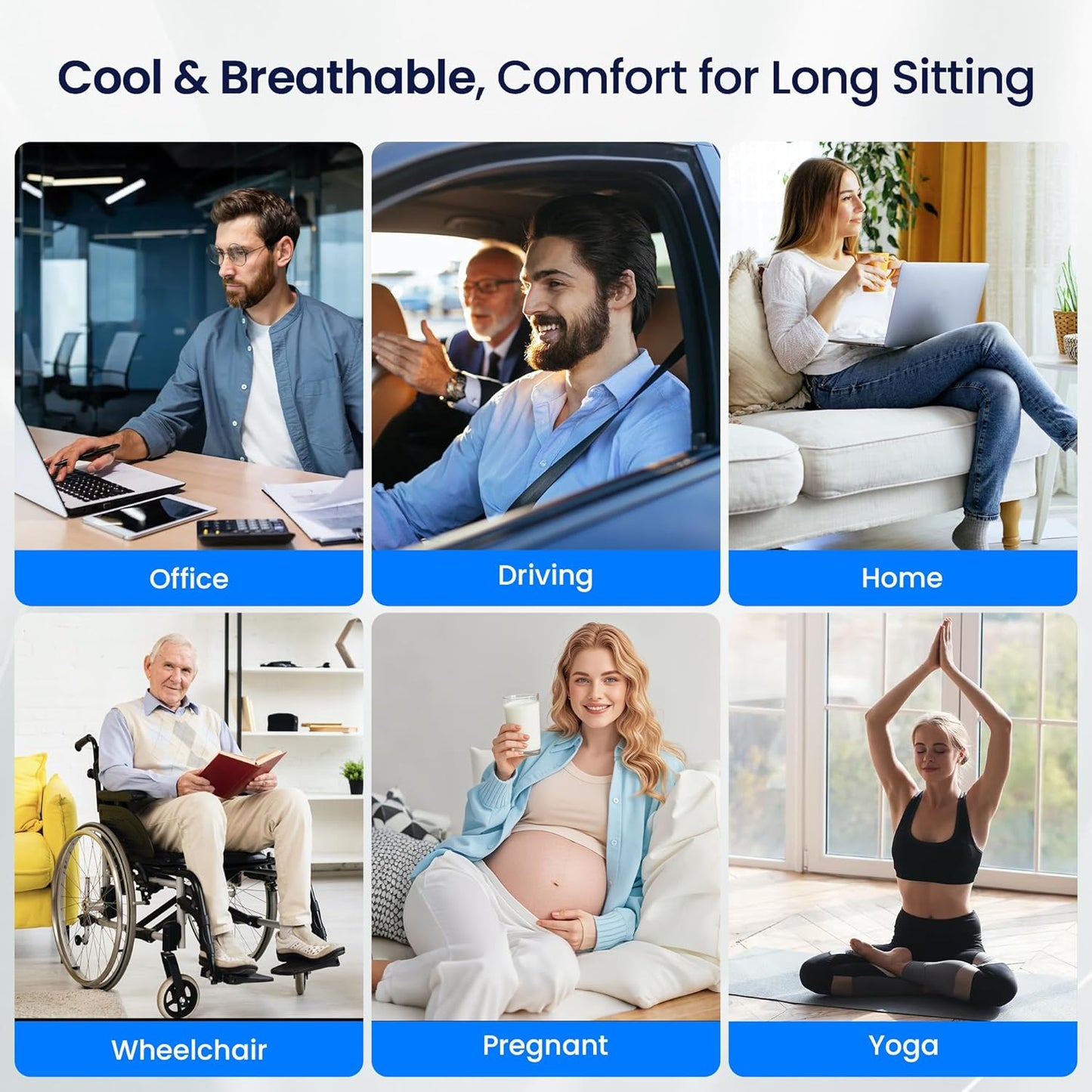 Gel Seat Cushion for Long Sitting,3-Second Cooling Pressure Relief Pillow for Car Seat & Office Chair,Back,Tailbone,Coccyx Comfort Support Seat Pad (Green)