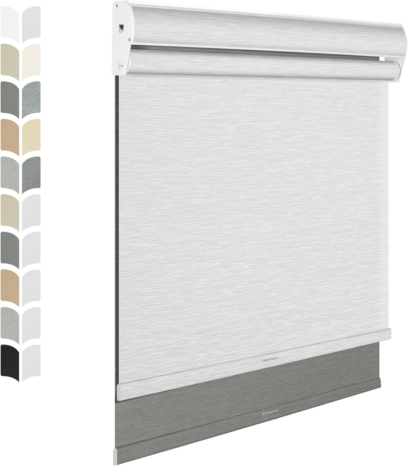 BERISSA Cordless Dual Roller Shades with Cassette Valance, Double Window Shades for Blackout and Light Filtering, Day and Night Operation for Home Office Doors. Grey and White. 60 W x 72" H