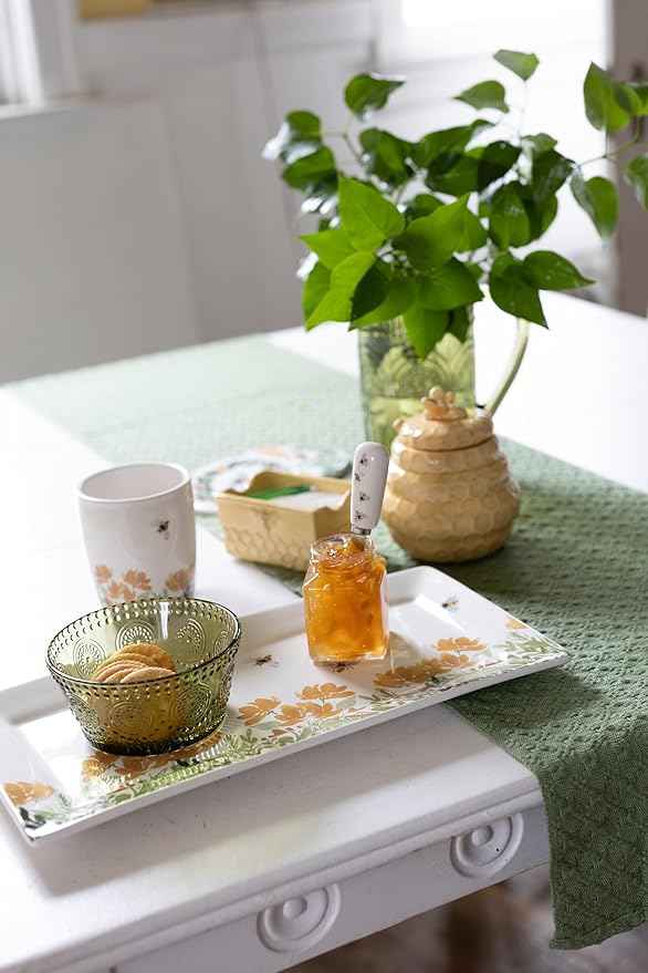 Boston International Vintage-Inspired Glass Serving Bowl with Embossed Floral Pattern for Salad Snacks Dinner, Small 4.75" x 2.25", Olive Green Codi